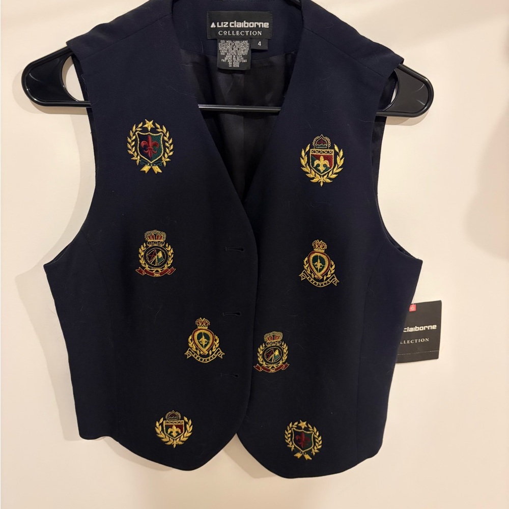 Liz Claiborne Dark Blue Military Vest